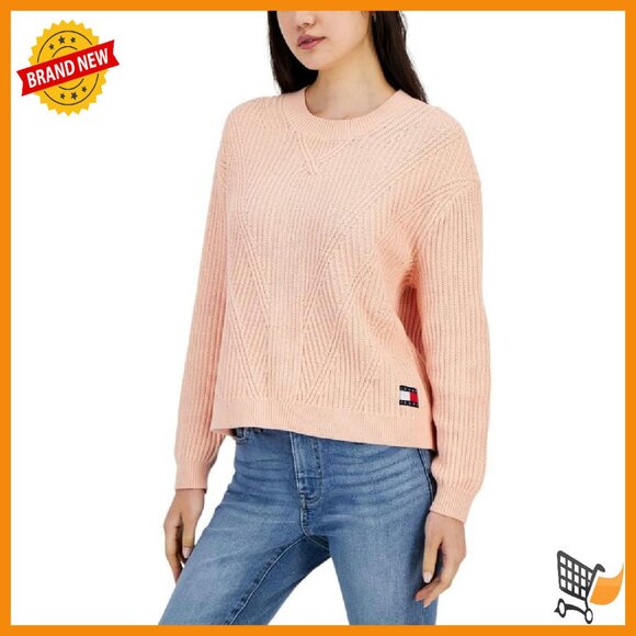 Large Chevron Knit Sweater, Relaxed Fit, Cotton Blend Pullover